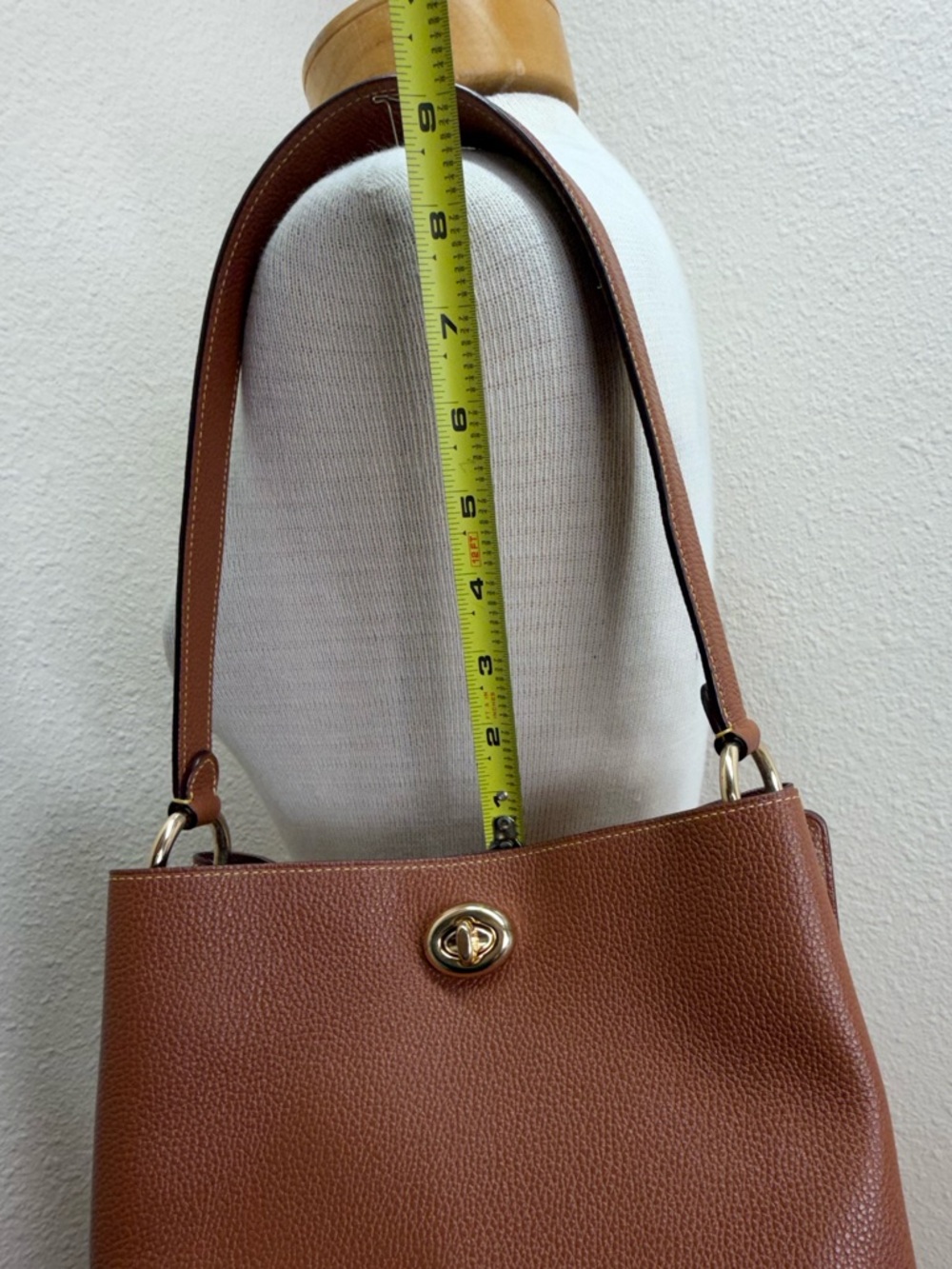 Coach Charlie Bucket Bag Saddle Tan Polished Pebble Leather Shoulder Bag 55200 - Picture 9 of 11